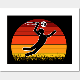 Travel back in time with beach volleyball - Retro Sunsets shirt featuring a player! Posters and Art